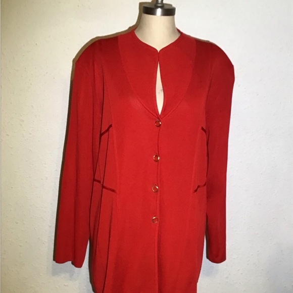 Misook red knitted jacket size 2X - Picture 4 of 9
